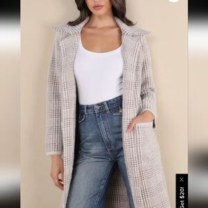 Sage The Label Marceau Houndstooth Open Front Coat Sz S